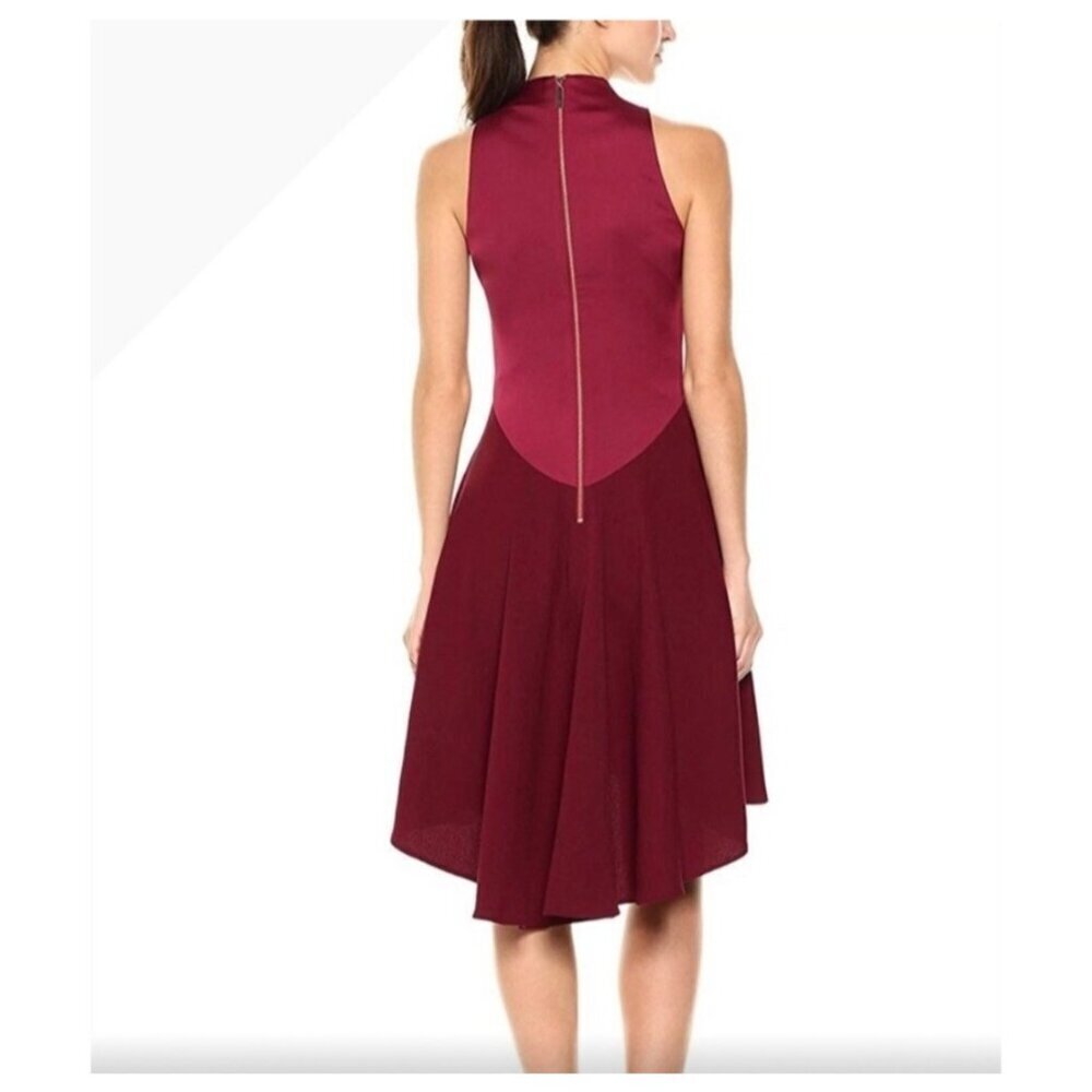 Ted Baker London High Low Burgundy Kandal Dress Size 3 - Picture 3 of 13